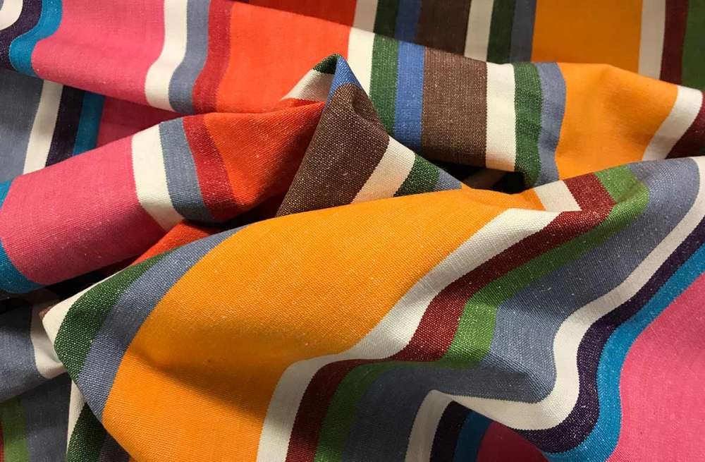 Pink Blue Orange Striped Fabric – Pentathlon Stripes