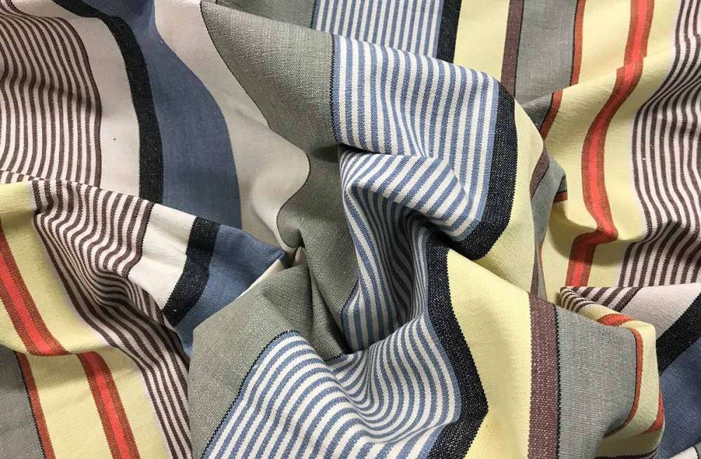 Striped Fabric pale blue, beige, grey, vanilla stripes