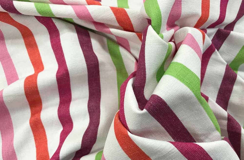 Striped Fabric White Pink Purple Lime Stripes