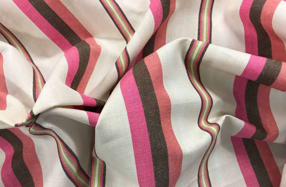Pink and Cream Striped Fabric 100% cotton 145cm wide