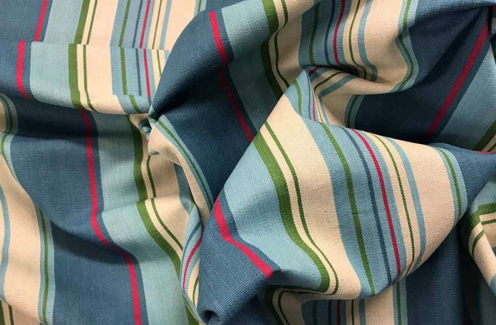 Petrol Blue Striped Fabrics | Seaside Fabrics