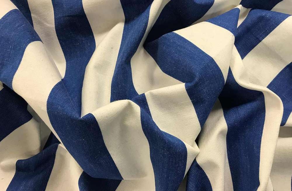 Blue and White Striped Upholstery Fabric | Curtain Fabric