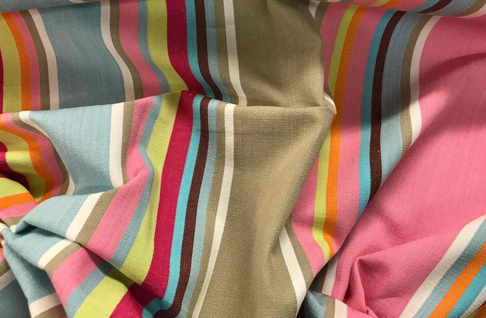 Pink Taupe and Pale Blue Striped Fabric