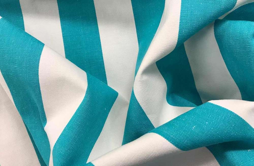 Turquoise and White Striped Fabric