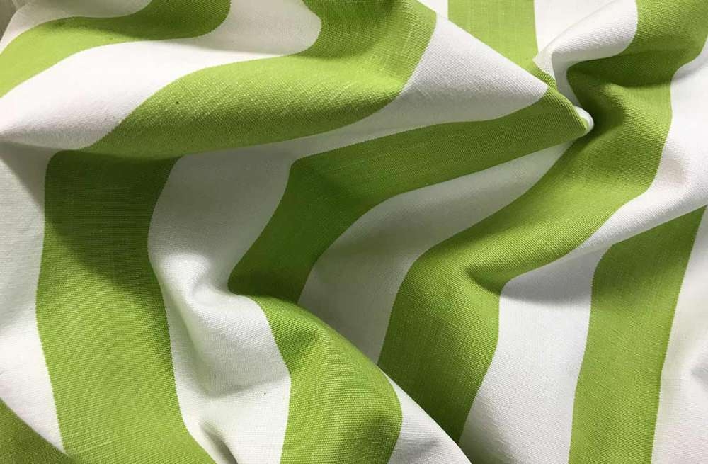 Lime Green and White Striped Fabric