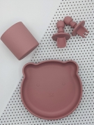 Suction Bear Plate Cup Set Rose – Children’s Silicone Tableware – Tiny Roo