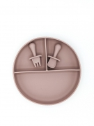 Suction Divider Plate Mini Cutlery Blush – Children’s Silicone Tableware – Tiny Roo