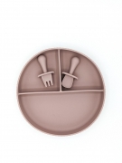 Suction Divider Plate Mini Cutlery Blush – Children’s Silicone Tableware – Tiny Roo