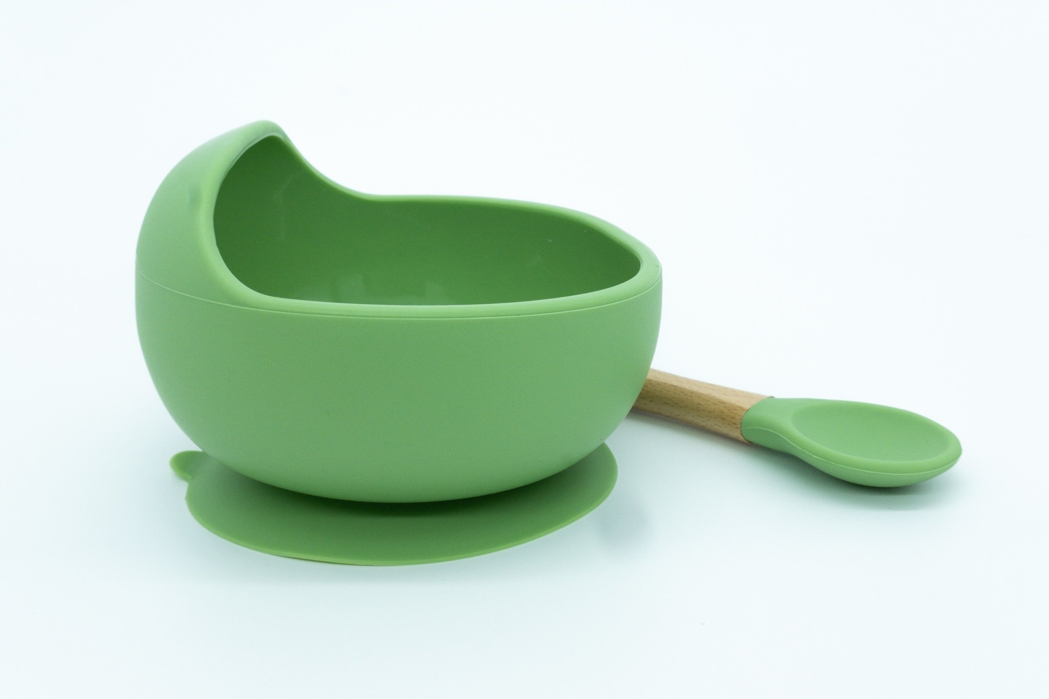 INOBY Silicone Suction Bowl and Spoon Set Green