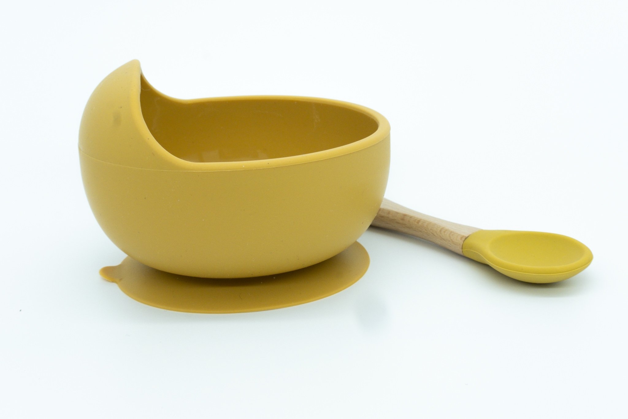 INOBY Silicone Suction Bowl and Spoon Set Mustard Yellow