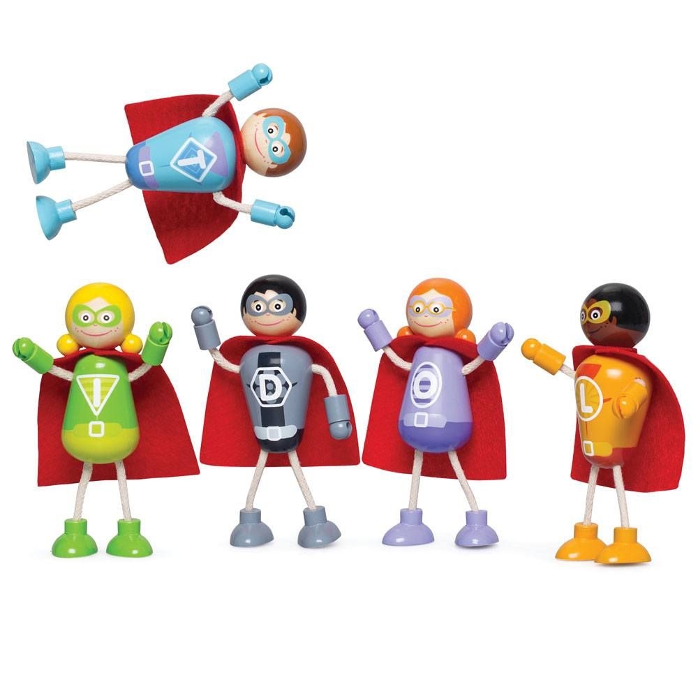 Tidlo Wooden Superhero Figure Pack – Children’s Learning & Vocational Sensory Toys For Children Aged 0-8 Years – Summer Toys/ Outdoor Toys