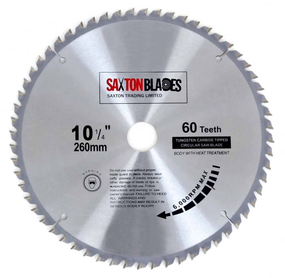 Saxton TCT Circular Wood Saw Blade 260mm x 30mm x 60T Compatible with Festool Bosch Makita Dewalt