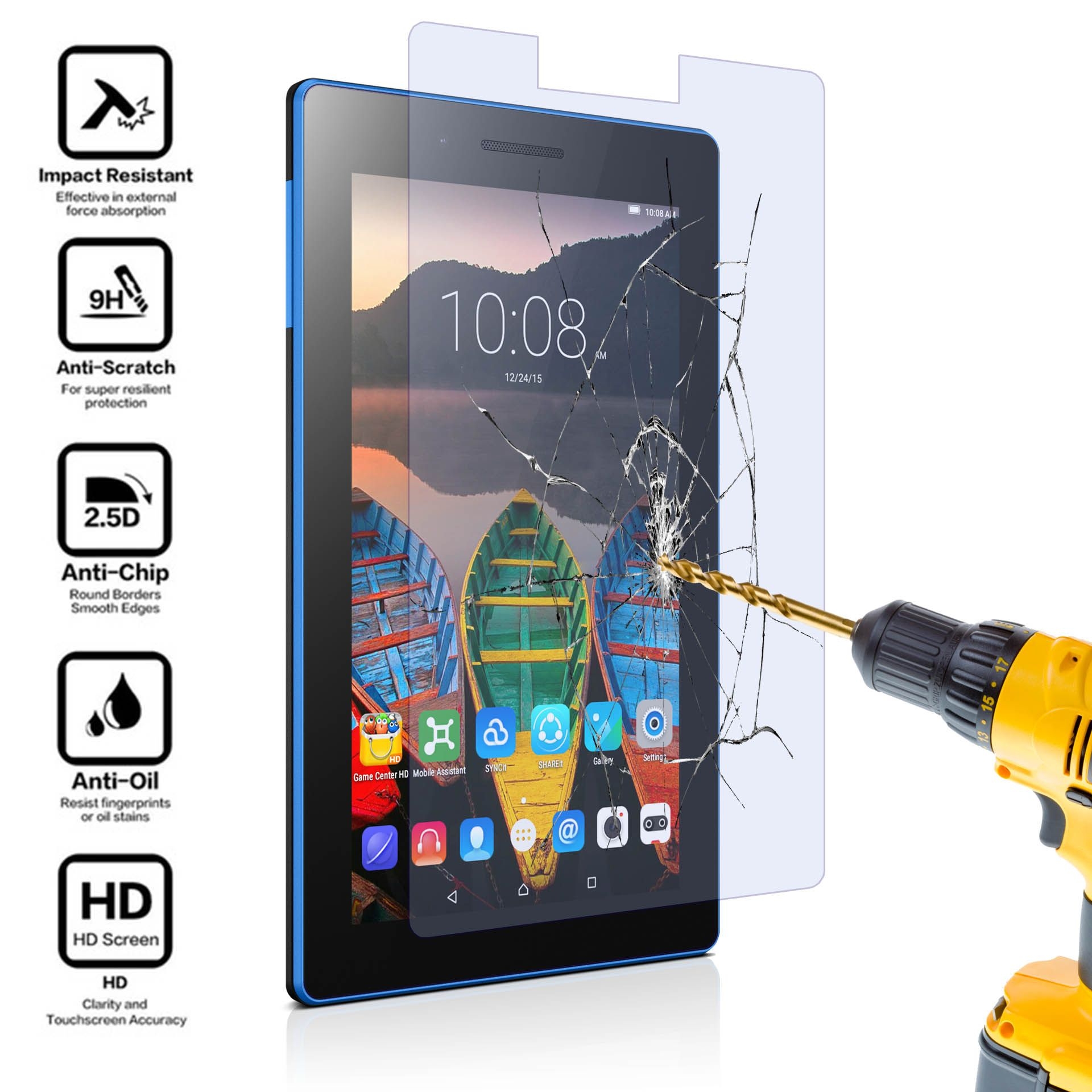 Tempered glass screen protector for tablets – Apple iPad Air 1 / 2, Pro 9.7 and 2017 iPad