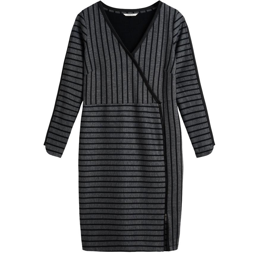 Sandwich Stripe Jersey Dress In Black – L