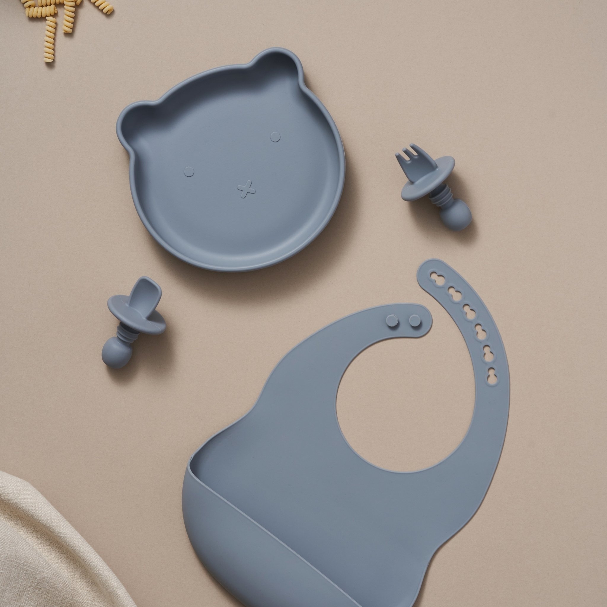 The Complete Bear Feeding Set Pebble – Children’s Silicone Tableware – Tiny Roo