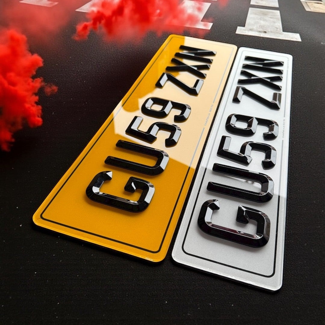 Range Rover Oversized Rear 4D Retro Acrylic Number Plates – – pair with standard front – Creata Plate