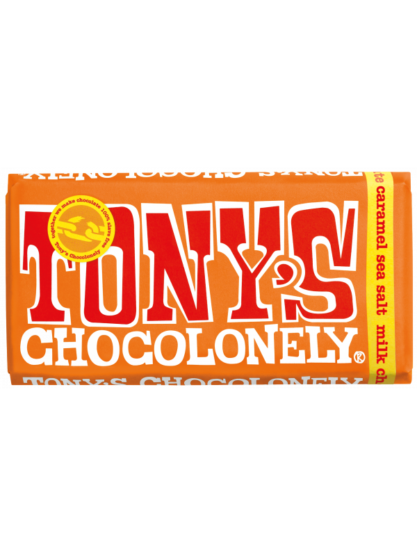 Tony’s Chocolonely Milk Chocolate Caramel Sea Salt 180g – Confection Affection
