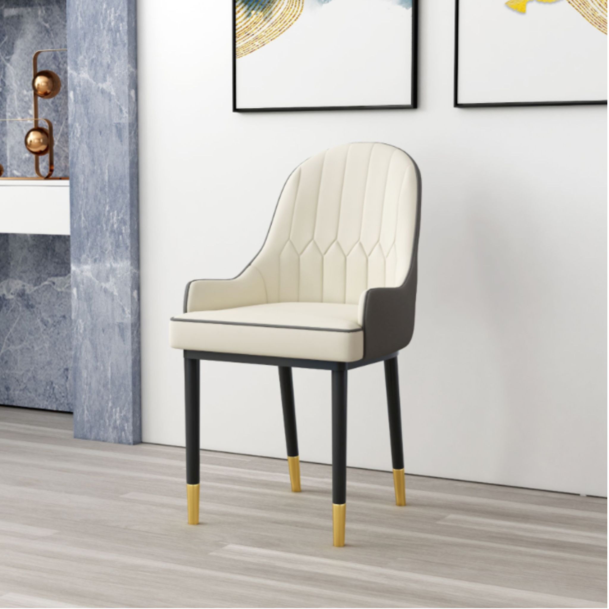 Toronto Dining Chair in White and Grey – Set of 4 – Furniture & Homeware – The Luxe Home