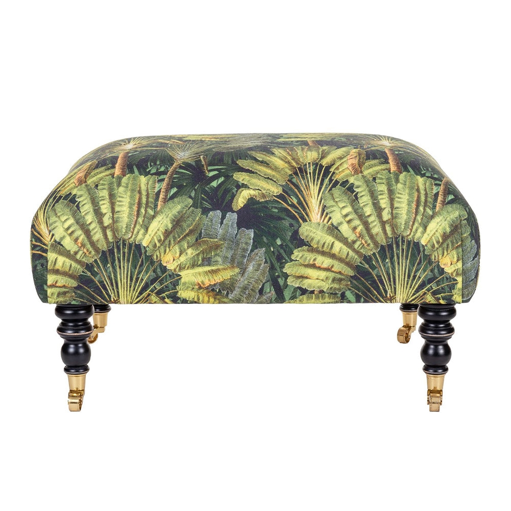 Mind The Gap Hudson Foot Stool Ottoman Upholstered | The Design Yard Traveller’s Palm Linen