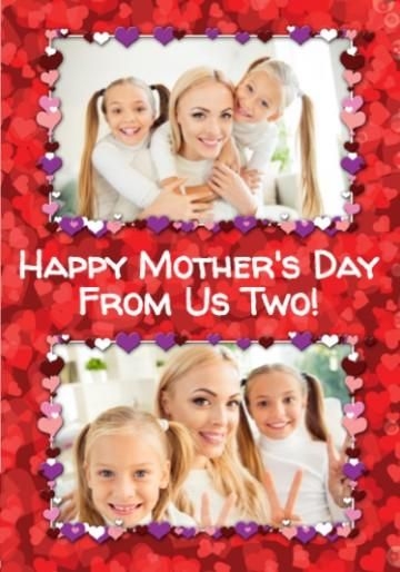 Two Photo Upload Red Heart Mother S Day Card
