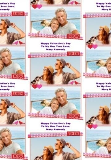 Two Photo Upload Then And Now Valentine S Day Wrapping Paper