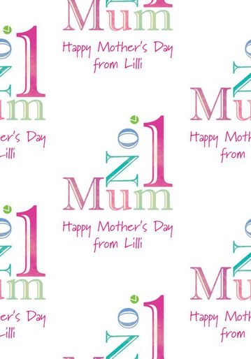 Typographic No 1 Mum Mother S Day Wrapping Paper