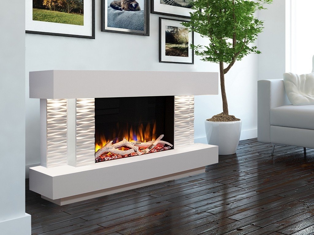 Celsi Ultiflame VR Gemma 600 Illumia Electric Fireplace Suite – Textured White