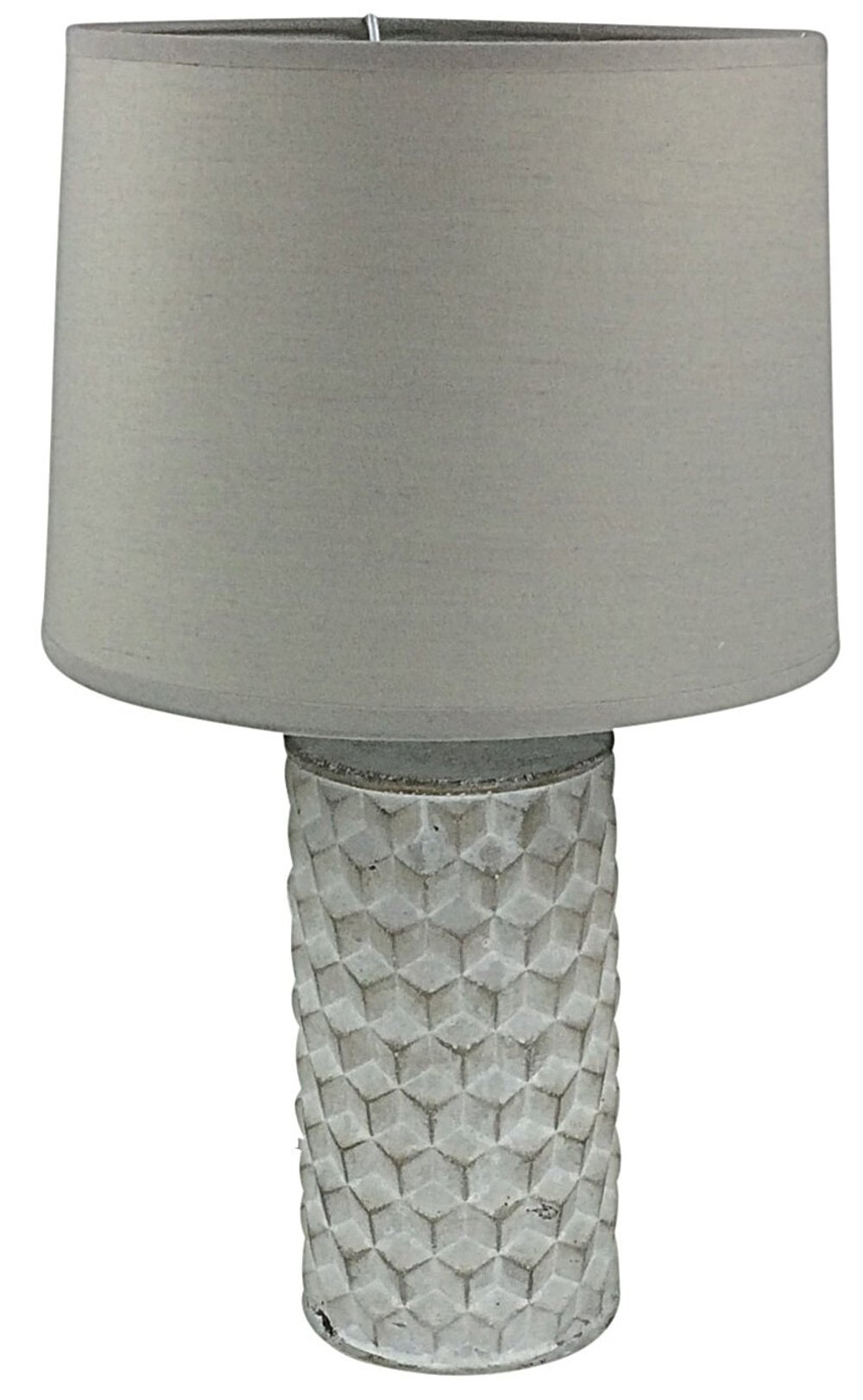 White Beveled Lamp And Shade 38cm