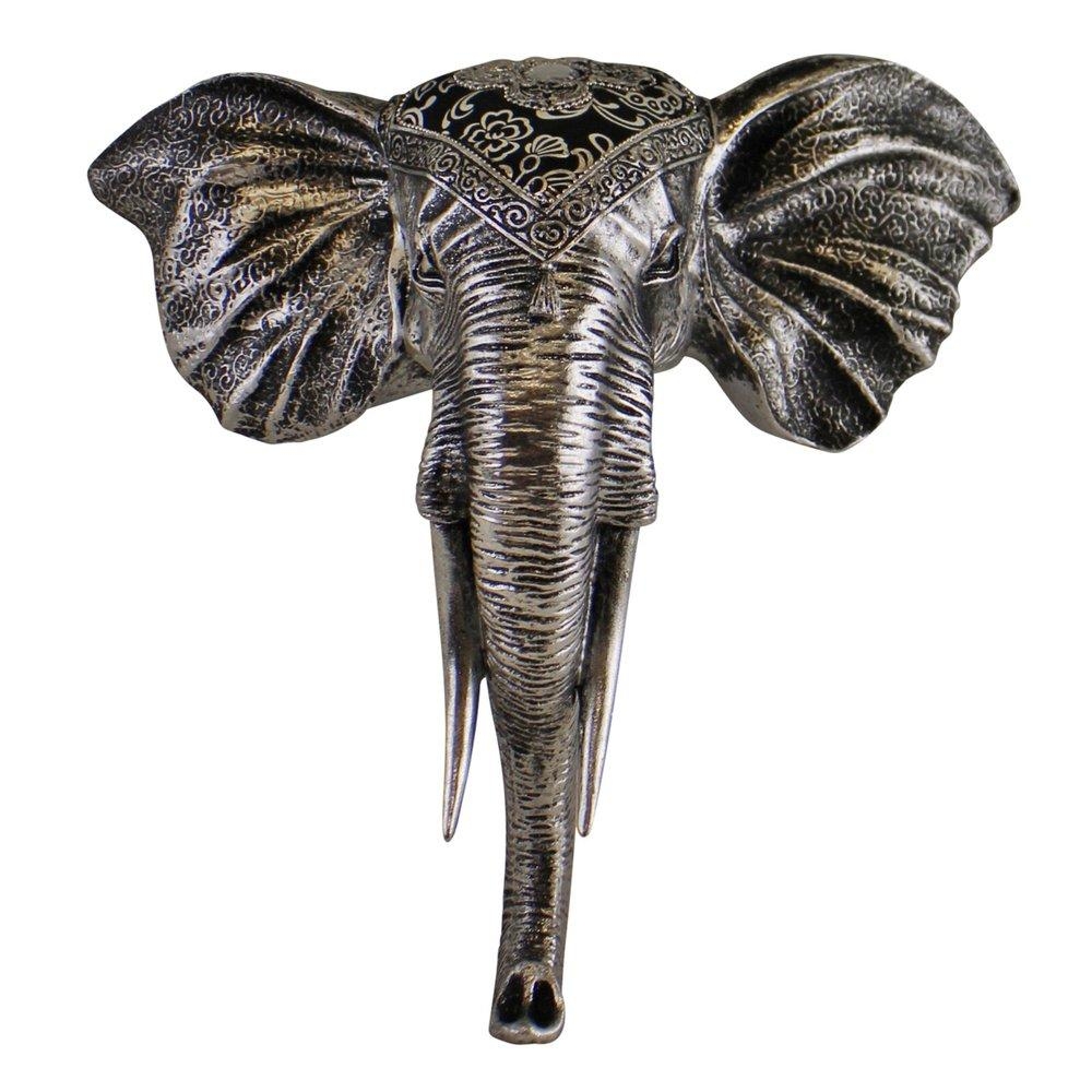 Silver Resin Elephant Head – Wall Hanging Decoration