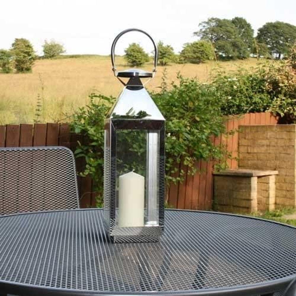JVL Single Stainless Steel Hampton Indoor-Outdoor Candle Light Lanterns