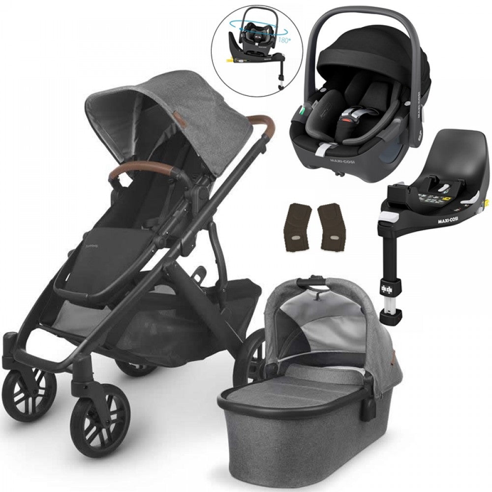 Uppababy VISTA V2 Pram & Pebble 360 & Base Travel System- Greyson Charcoal Melange – For Your Baby