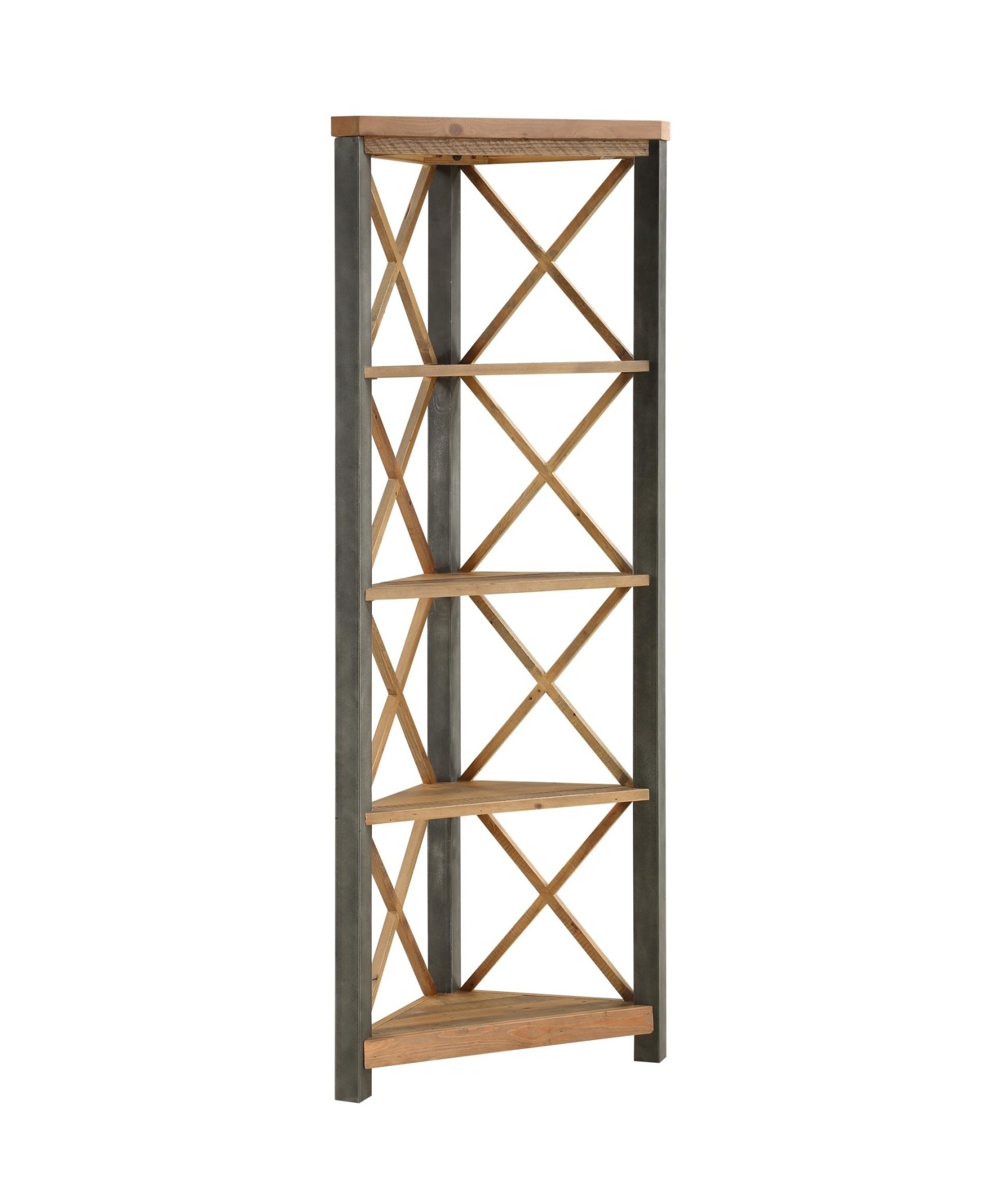 Urban Elegance Reclaimed Large Corner Bookcase by Baumhaus – Furniture & Homeware – The Luxe Home