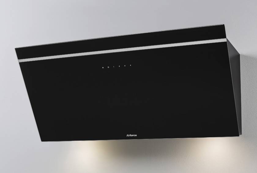Airforce V2 90cm Flat Wall Mounted Cooker Hood – Black glass