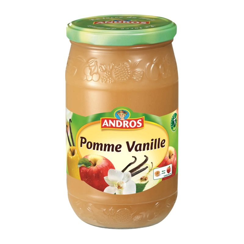 Compote de pomme vanille bocal -Apple & vanilla compote – glass jar – Andros, 750g – Chanteroy – Le Vacherin Deli