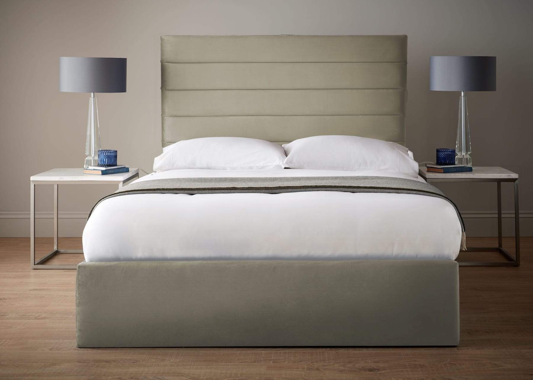 Portabello – Vanitas King Ottoman Bed – Silver Monaco Velvet King – High Quality Velvet – Grey – Simple Folds