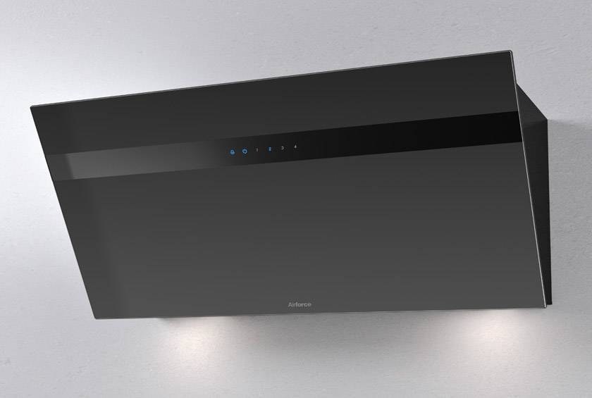 Airforce V4 90cm Angled Wall Mounted Cooker Hood – Black glass