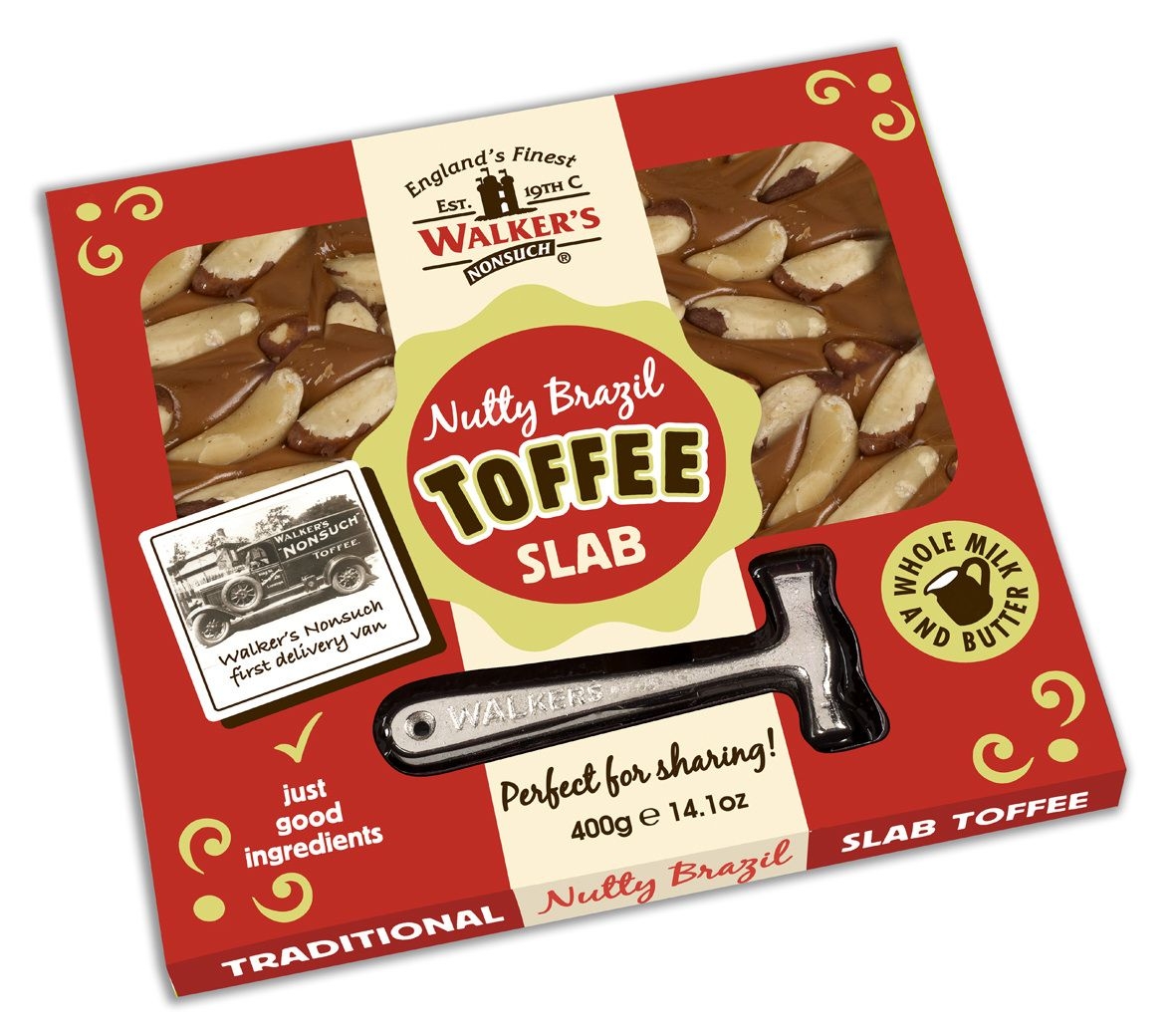 Walkers Nonsuch Brazil Nut Toffee Slab & Hammer 400g – Confection Affection