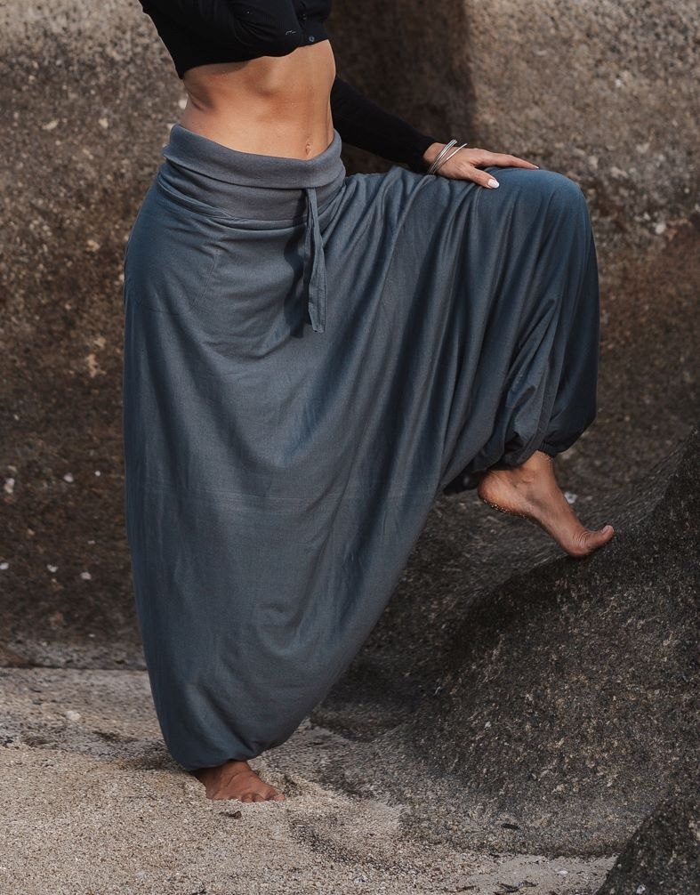 Fleece Lined Harem Pants – Plain – Grey – The Karmic Chameleon