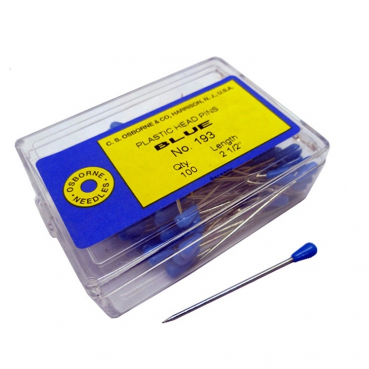 C.S. Osborne –  No. 193 Plastic Head Pins (100’s) – Blue – Blue Colour – Textile Tools & Accessories