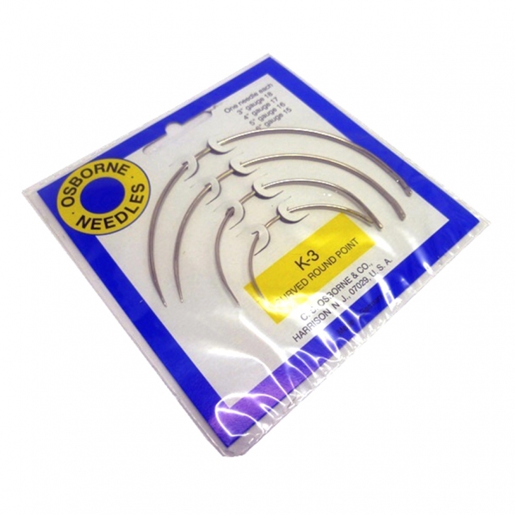 C.S. Osborne –  K3 Round Point Curved Needle Kit – Silver Colour – Textile Tools & Accessories