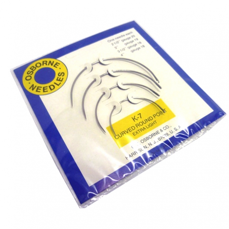 C.S. Osborne –  K7 Round Point Extra Fine Curved Needle Kit – Silver Colour – Textile Tools & Accessories