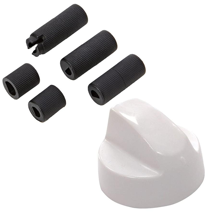 Universal Cooker Oven Hob White Control Knob With 5 Adapters – Oven Spares – Spare And Square