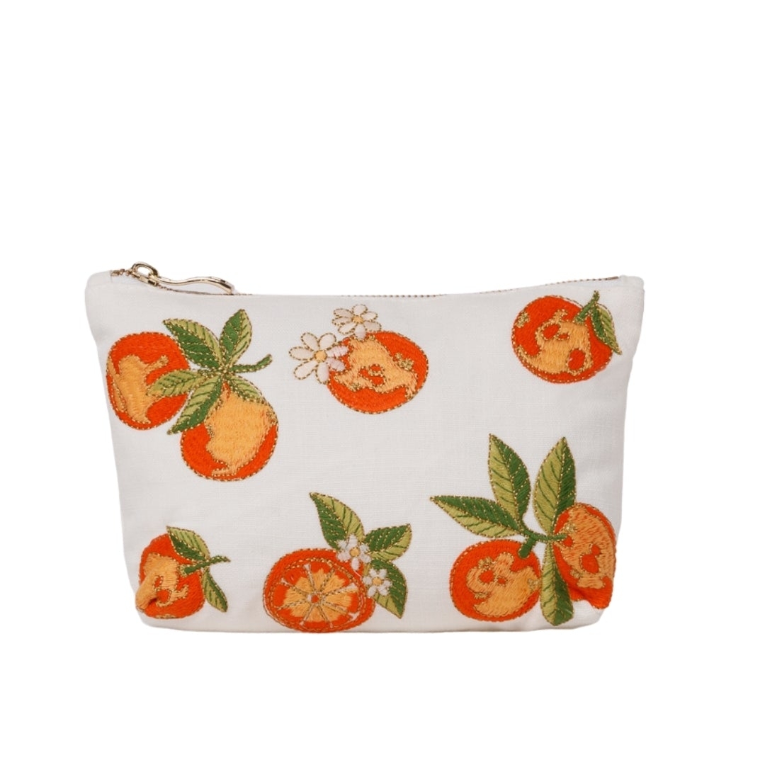 Elizabeth Scarlett Oranges Makeup Bag – White – One Size – Cotton
