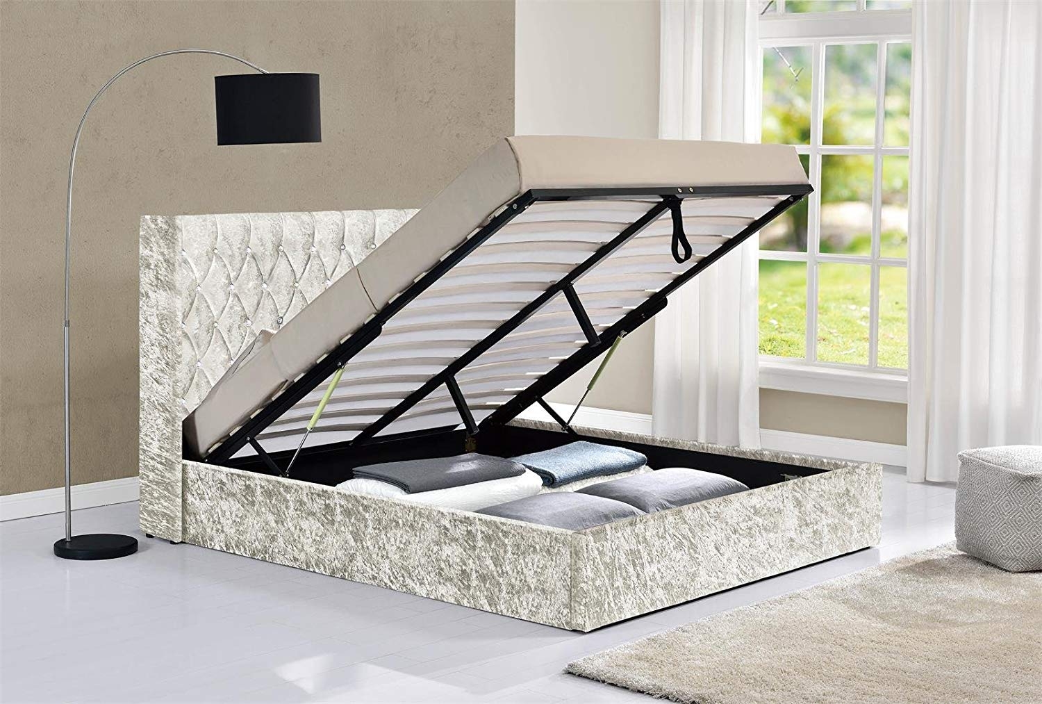 Wing Ottoman Bed Available in all colours and Sizes vary from double king and super king