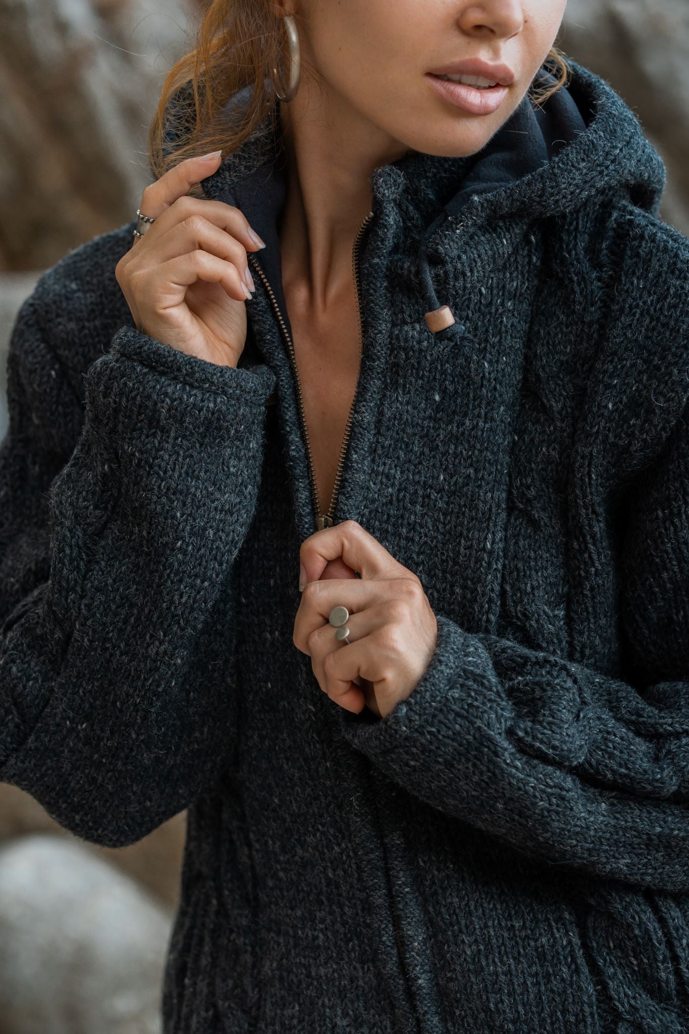 Wool Jacket – Aran – Charcoal – Large – The Karmic Chameleon