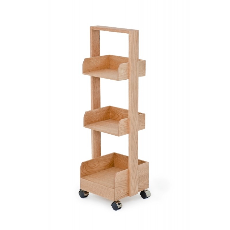 Wireworks Mini Bookie Roller Shelf Natural Oak