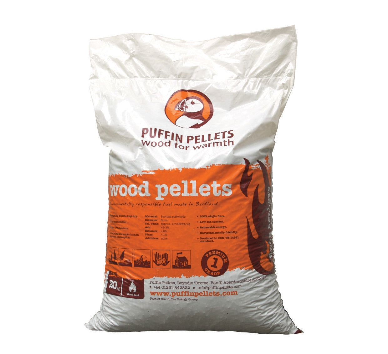 Puffin Pellets ENplus Fuel Pellets, 50 x 15kg (750kg) Restricted Access Suitable – Puffin Wood Fuels