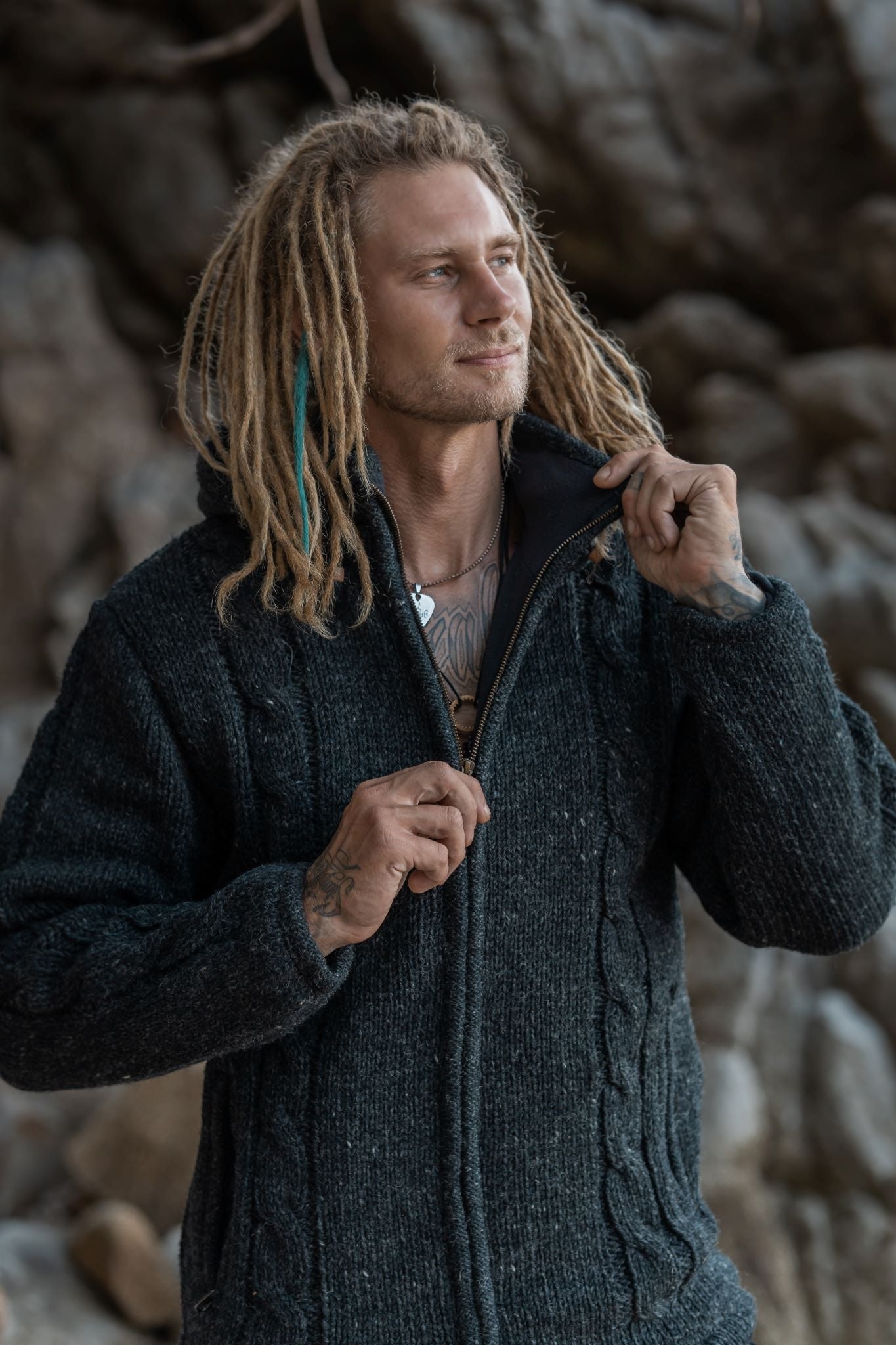 Wool Jacket – Aran – Charcoal – Medium – The Karmic Chameleon