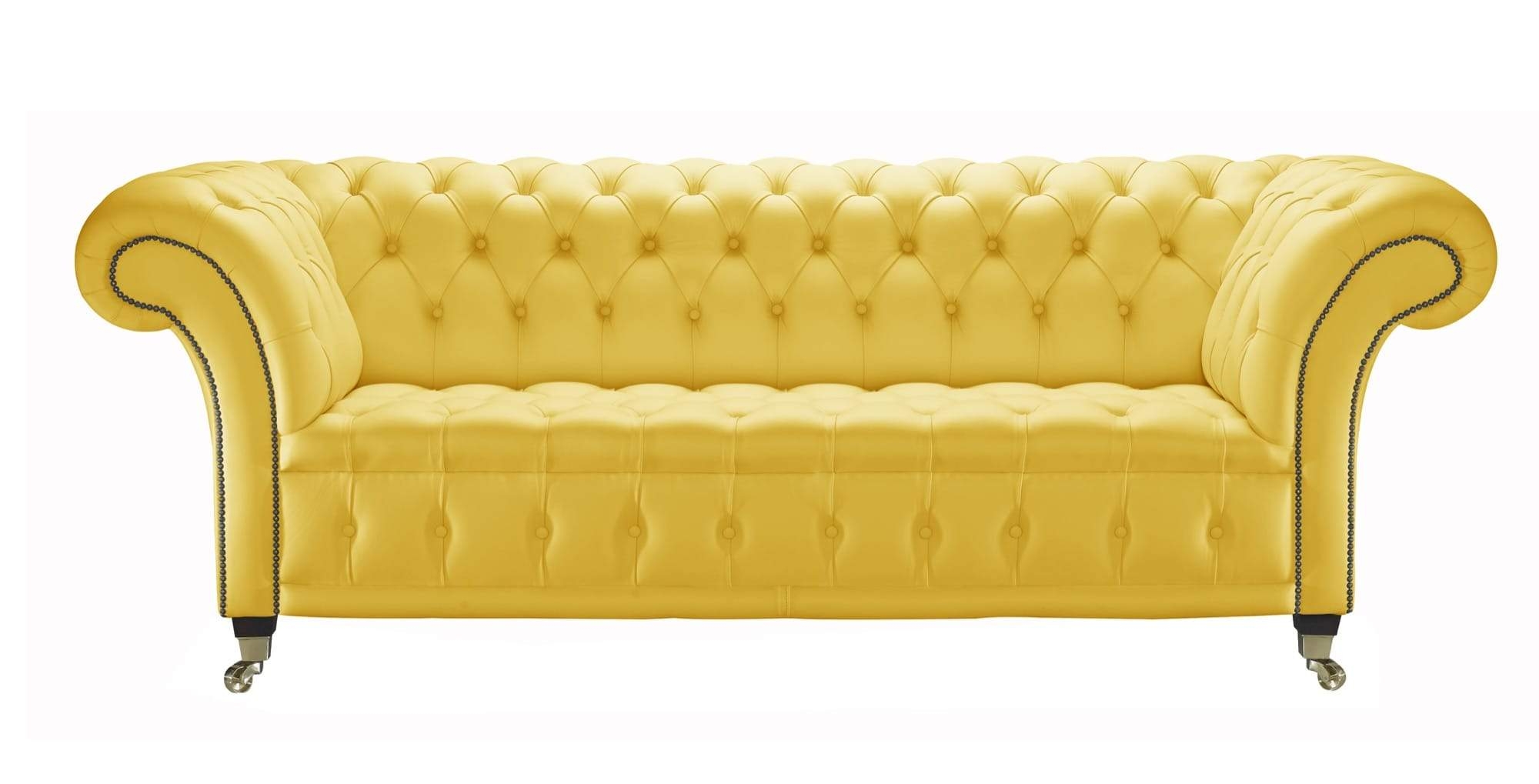 Portabello – Venetia Chesterfield Sofa – Yellow House Leather 2 Seater – High Quality Leather – Yellow – Chesterfield – 2 Seater 183 X 83 X 88 cm