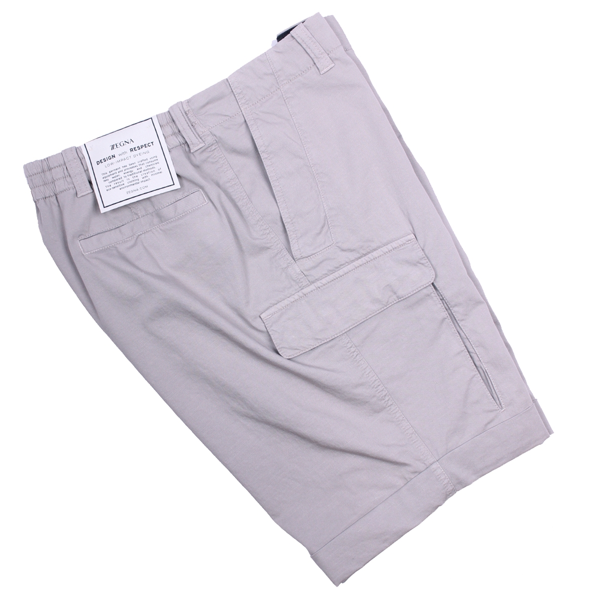 Z Zegna Mens Stone Stretch Cotton & Linen Cargo Shorts – 50 – Robert Old & Co